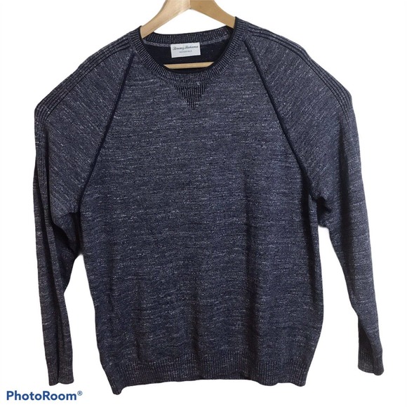 Tommy Bahama Other - TOMMY BAHAMA Mens Sabbia Flip Crew Reversible Pullover Knit Blue Cotton Sweater